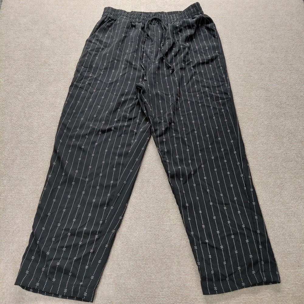 Classic Concepts Womens XL Black White Vertical Stripe Lightweight Pull-On Pants